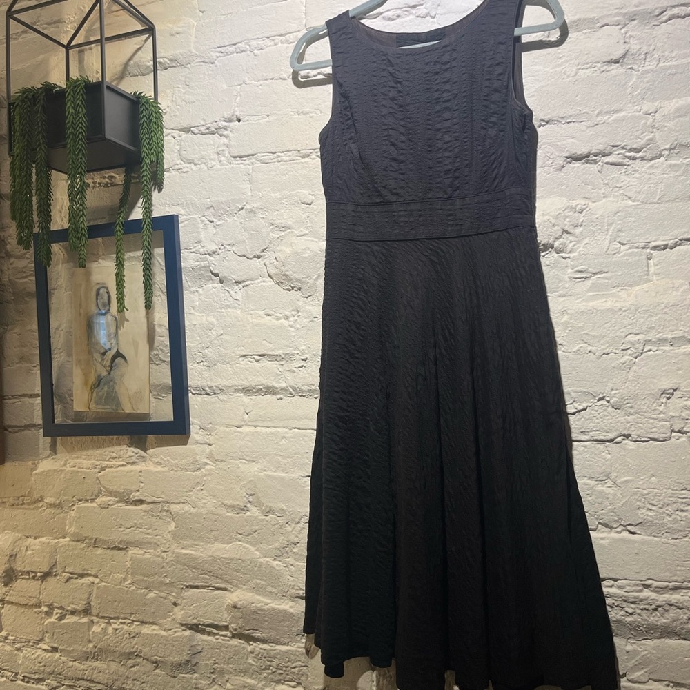 J. Crew Black Textured Midi Dress